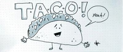 A happy cartoon taco.