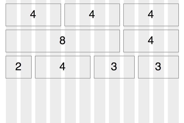 A basic grid layout with multiple rows in a simple illustration.