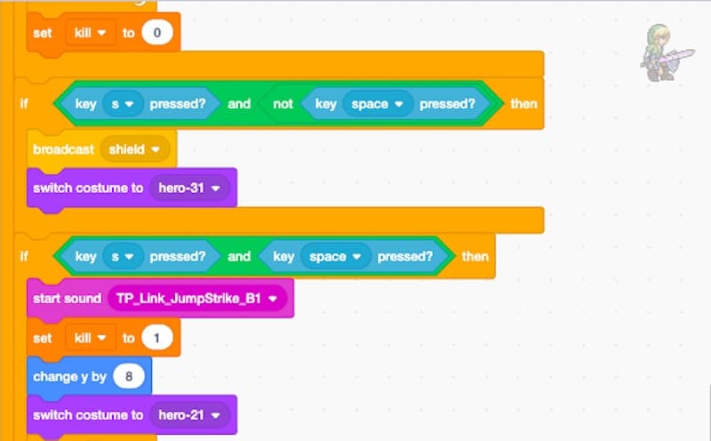 A random sample of my son's remixed code on Scratch.