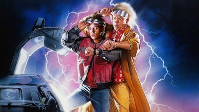 Marty McFly and Doc Brown from Back to the Future check ther watches.